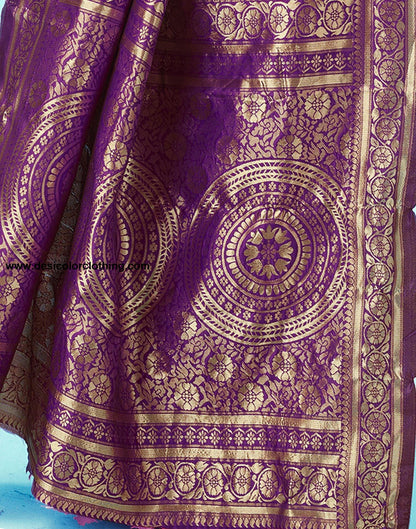 Dark Purple Jacquard Silk Saree