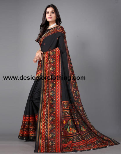Black Printed Saree | 2306S120