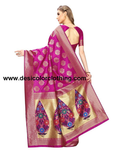 Pink Coloured Poly Silk Jacquard Partywear saree