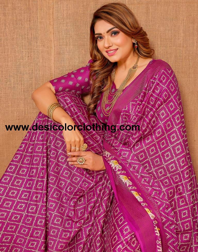 Deep Purple Printed Saree