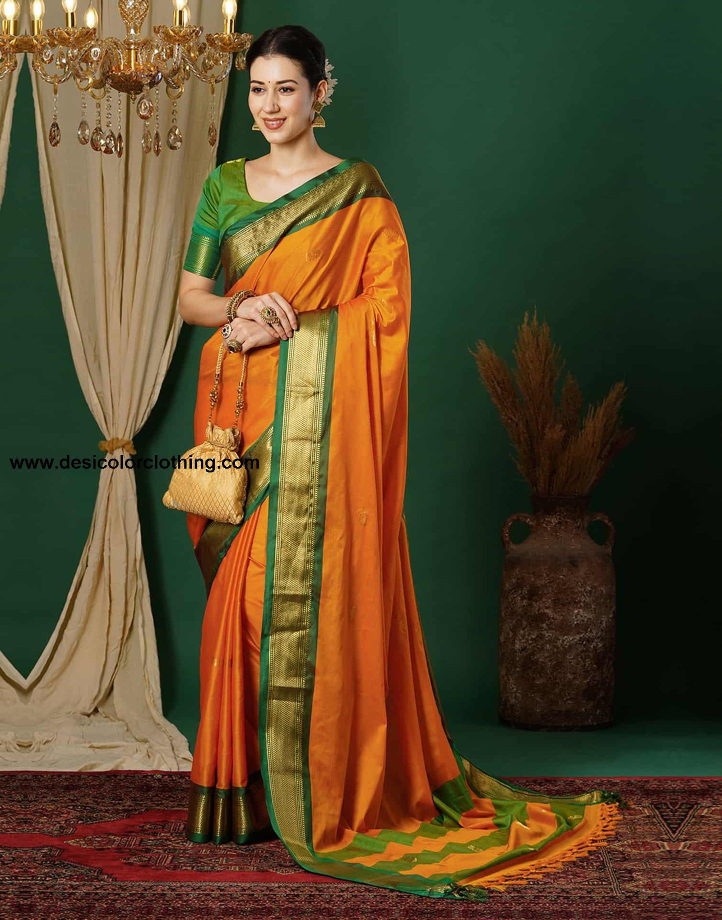 Yellow Kanjivaram Silk Woven Saree