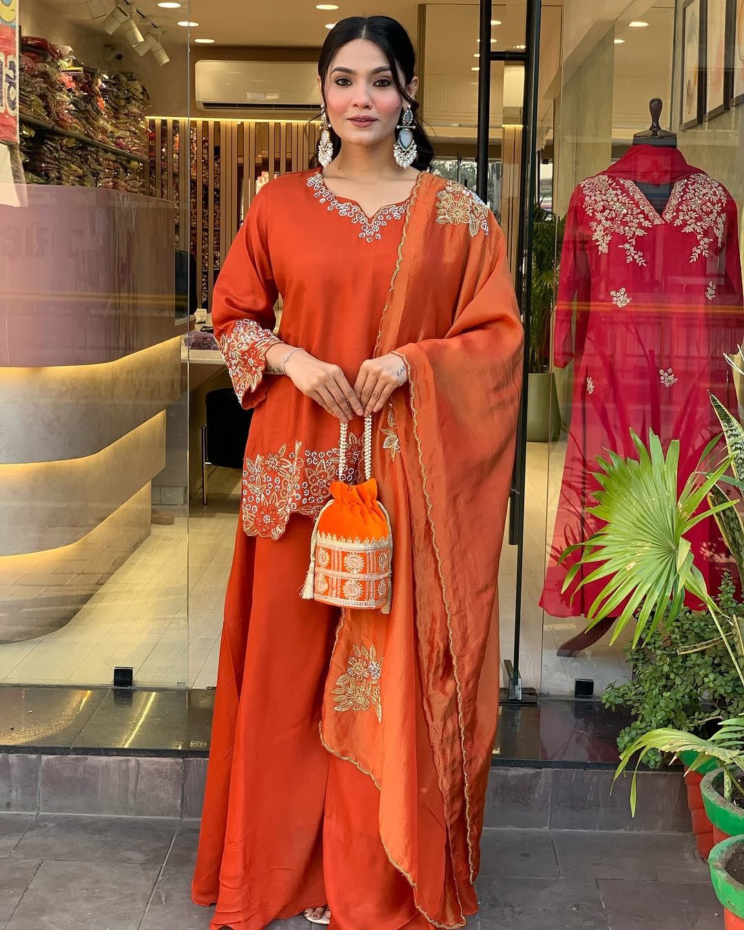Product Image - Designer Collection in Heavy Faux Georgette with Embroidered Top-Bottom and Dupatta Set