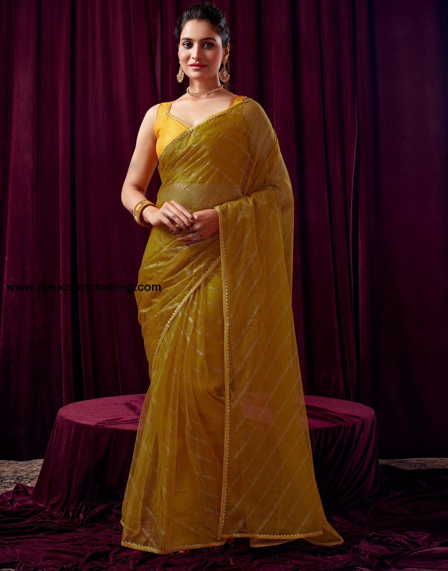 Turmeric Net Plain Saree