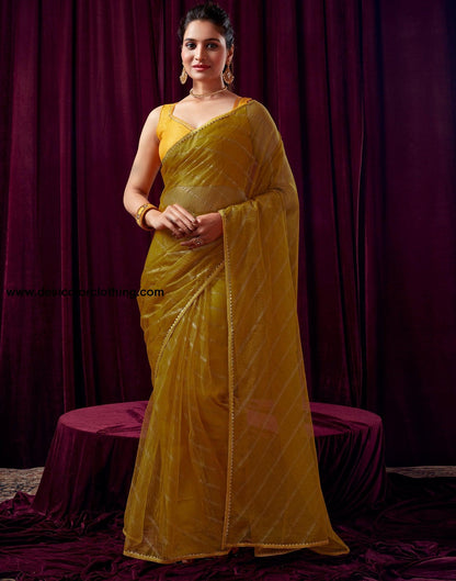 Turmeric Net Plain Saree
