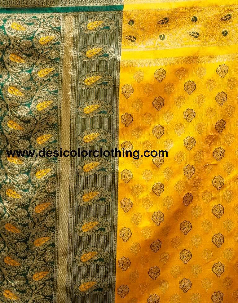 Yellow Silk Woven Saree