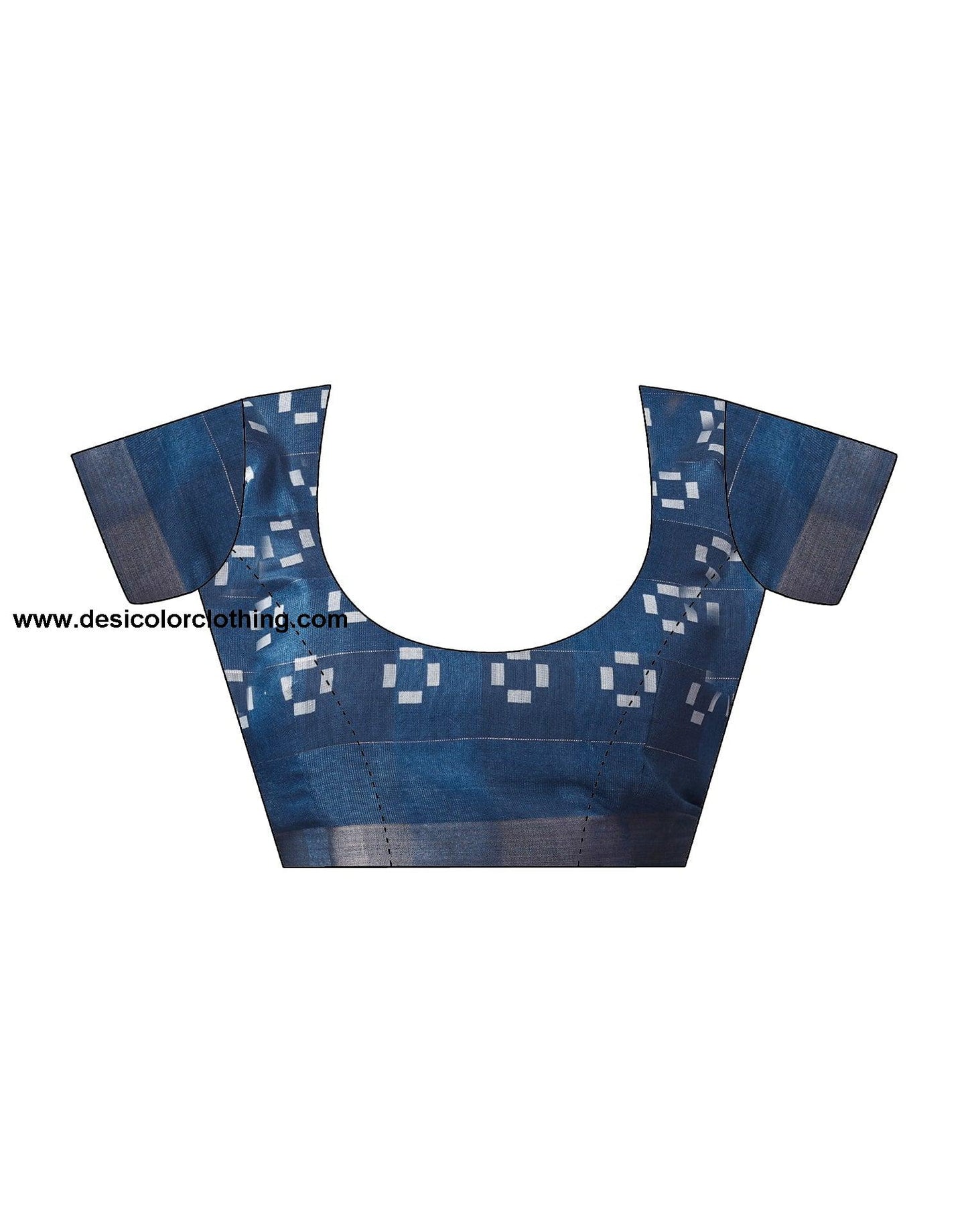 Blue Printed Cotton Geometric Saree