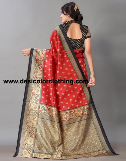 Red And Beige Silk Saree