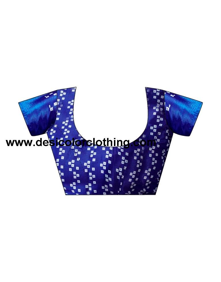 Dark Blue Silk Bandhani Saree
