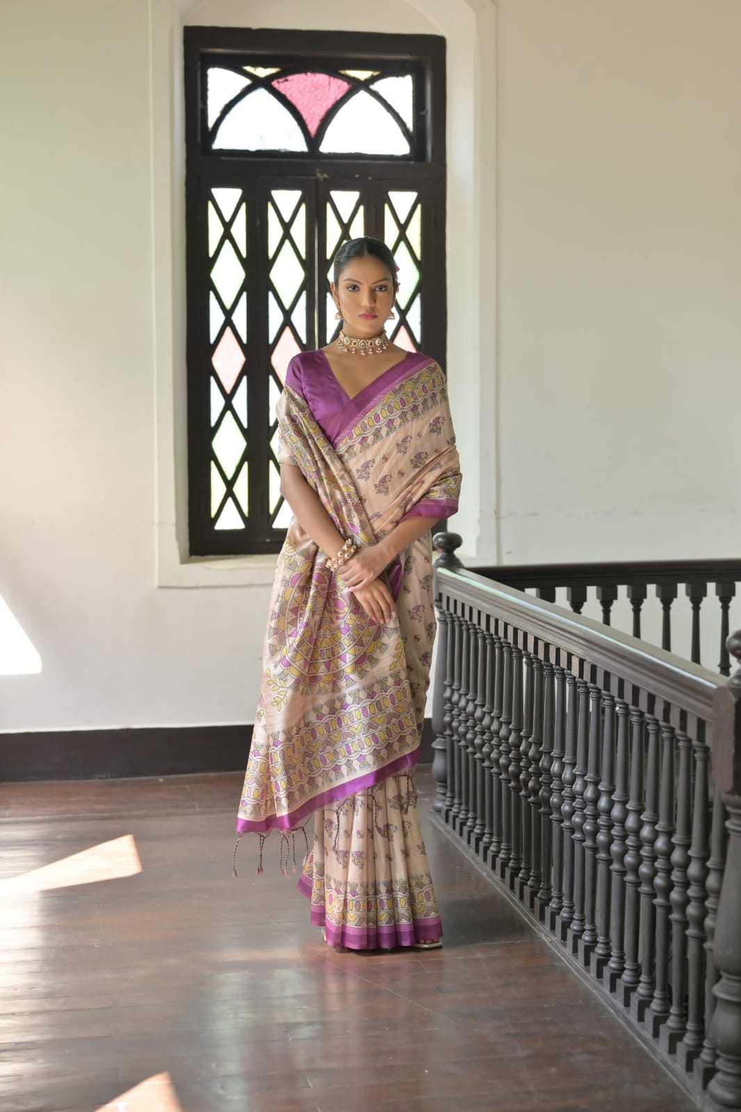 Product Image - Designer Tussar Silk Saree with Madhubani Prints - Festive & Wedding Wear