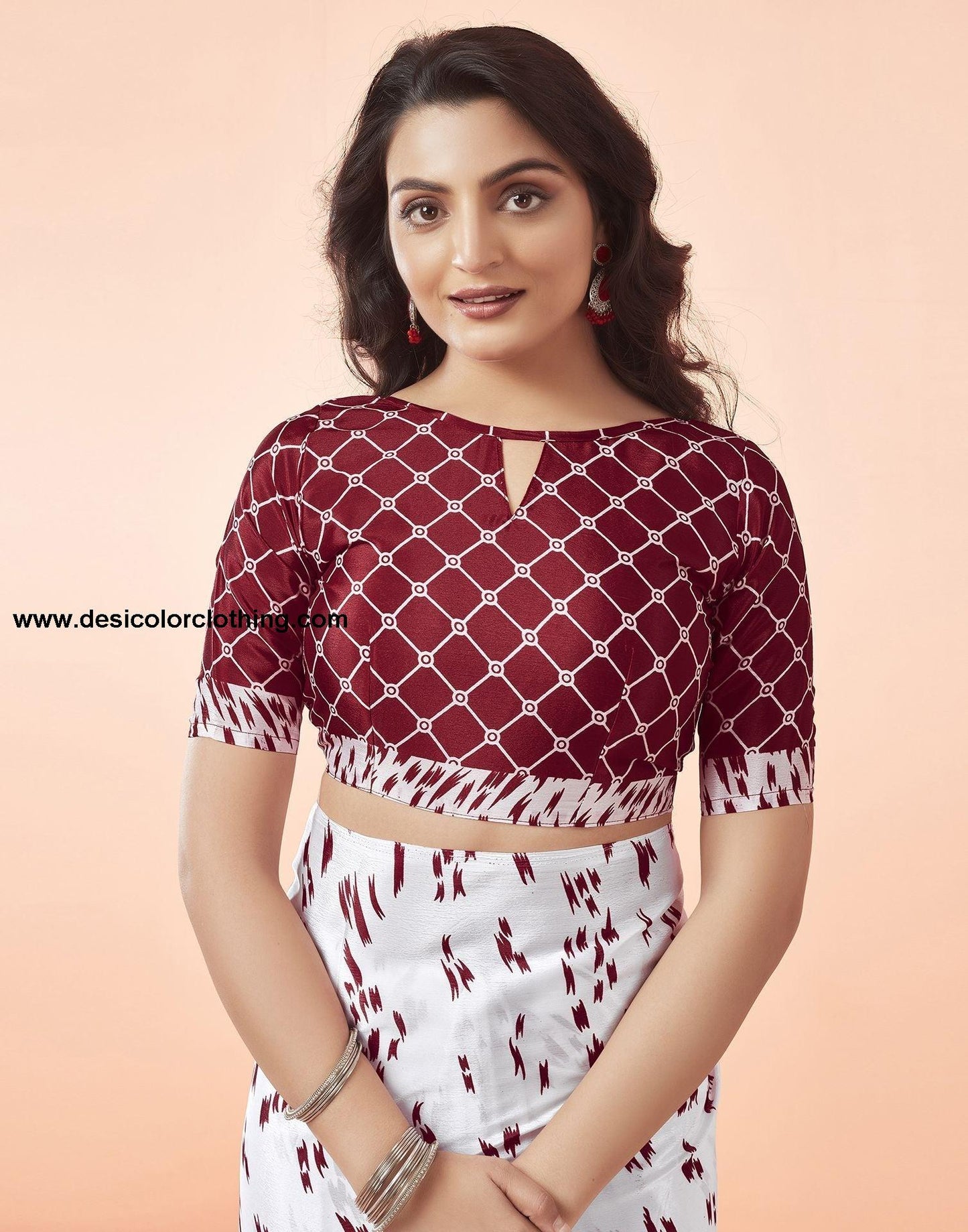 White Printed Chiffon Saree