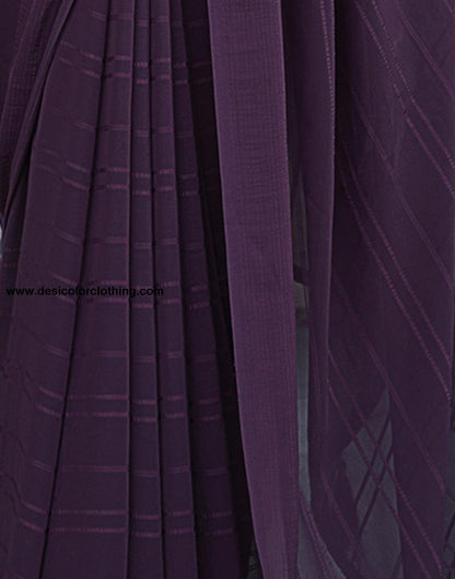 Wine Georgette Plain Saree