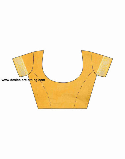 Yellow Cotton Plain Saree