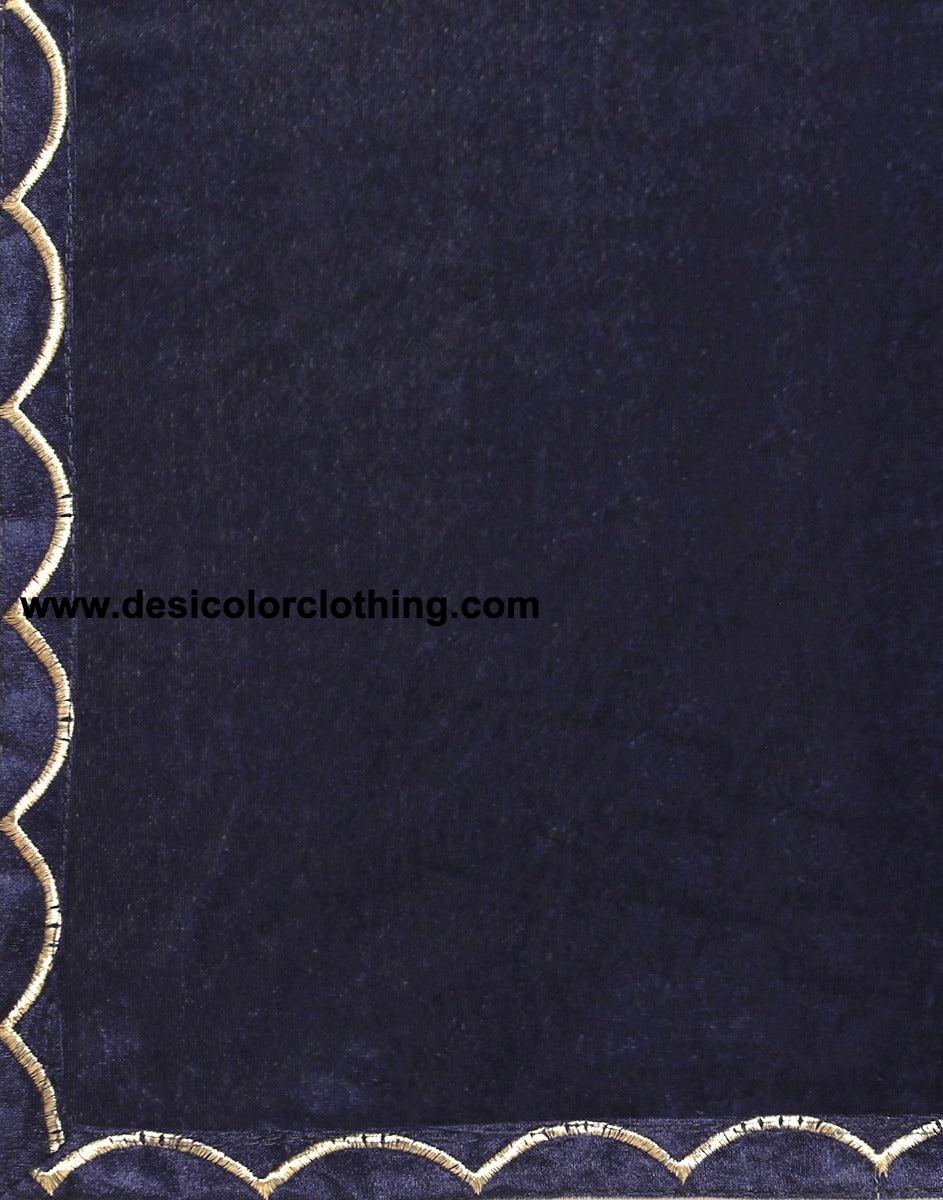 Blue Velvet Saree