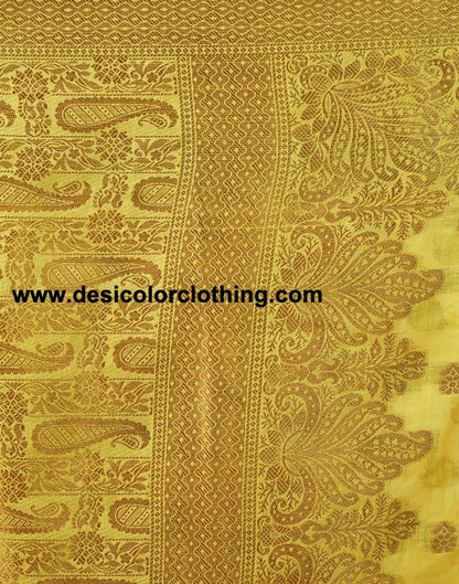 Yellow Silk Plain Saree