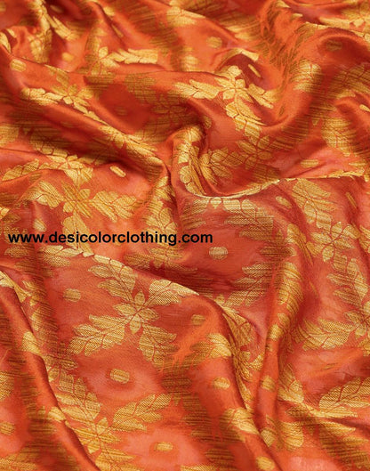 Orange Coloured Banarasi Cotton Silk Saree