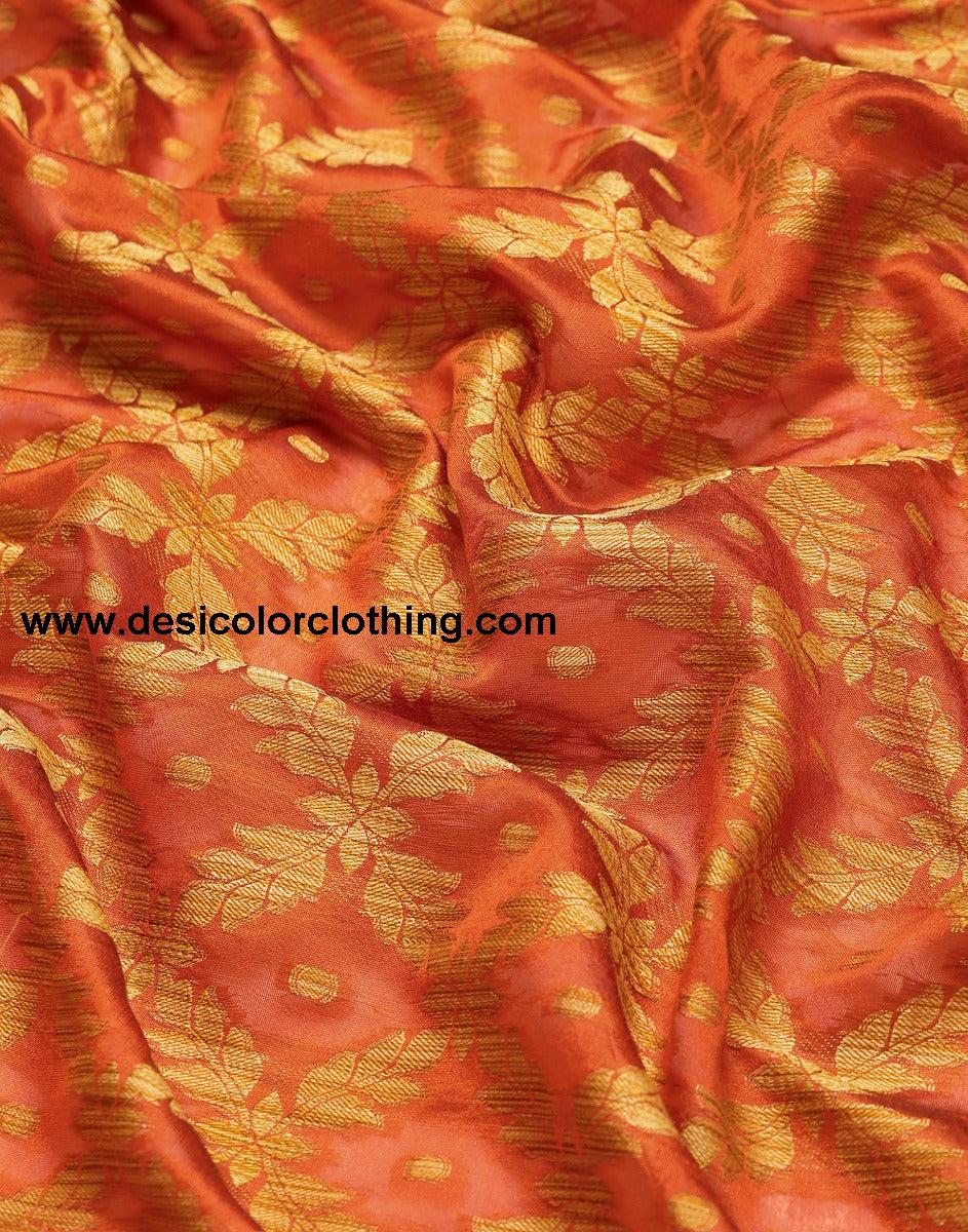 Orange Coloured Banarasi Cotton Silk Saree