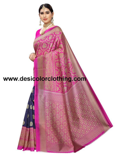 Pink Coloured Poly Silk Printed Saree
