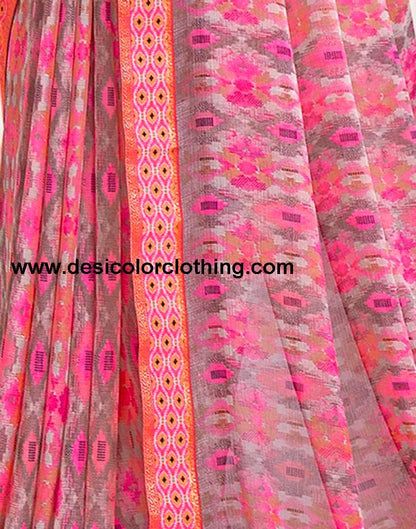 Pink Chiffon Printed Saree