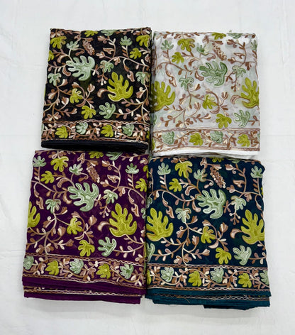 Product Image - Elegant Designer Georgette Saree with Kashmiri Work | Festive Wear