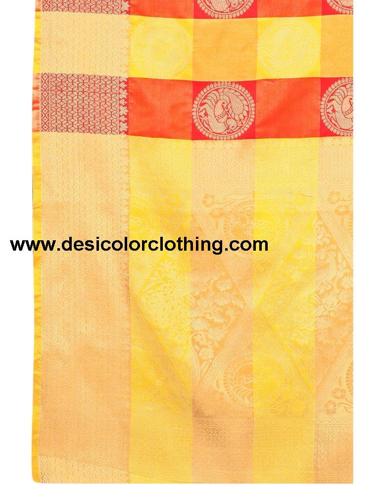 Yellow Coloured Poly Silk Jacquard Partywear saree | SLV1646S106