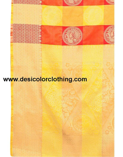 Yellow Coloured Poly Silk Jacquard Partywear saree | SLV1646S106