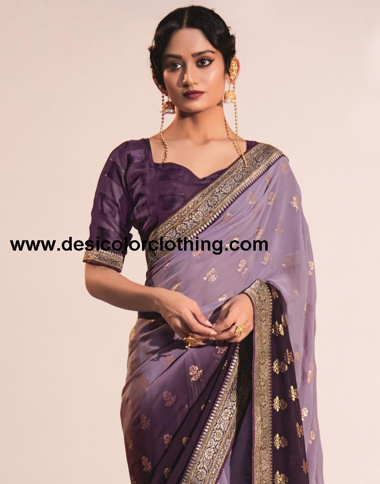 Wine Georgette Saree