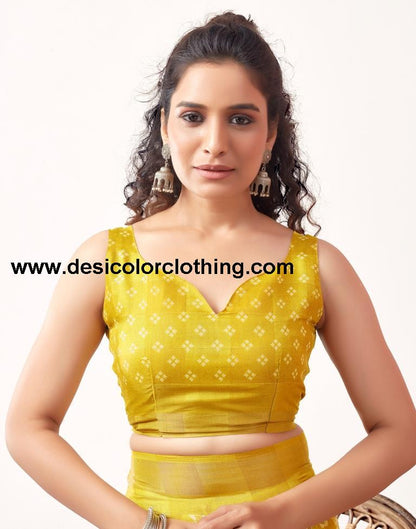 Yellow Cotton Printed Sarees