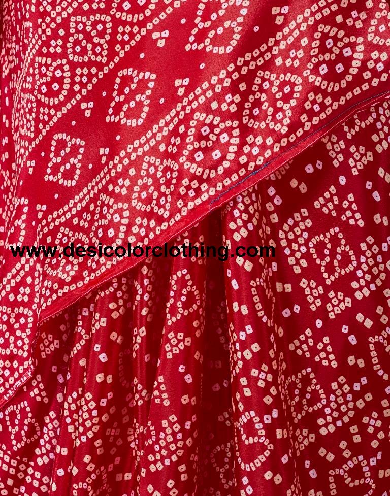 Red Silk Bandhani Saree