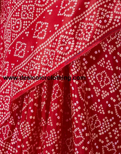 Red Silk Bandhani Saree