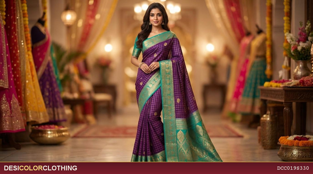 Product Image - Elegant Checks Pattu Saree - 1