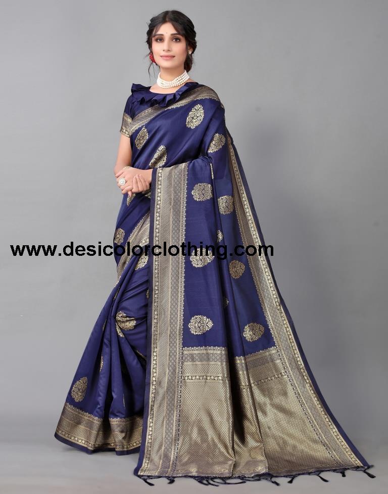 Dark Blue Silk Saree