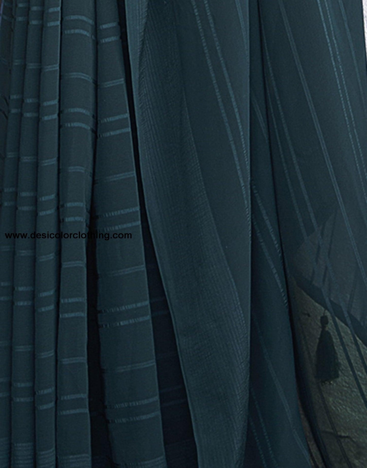 Teal Georgette Plain Saree