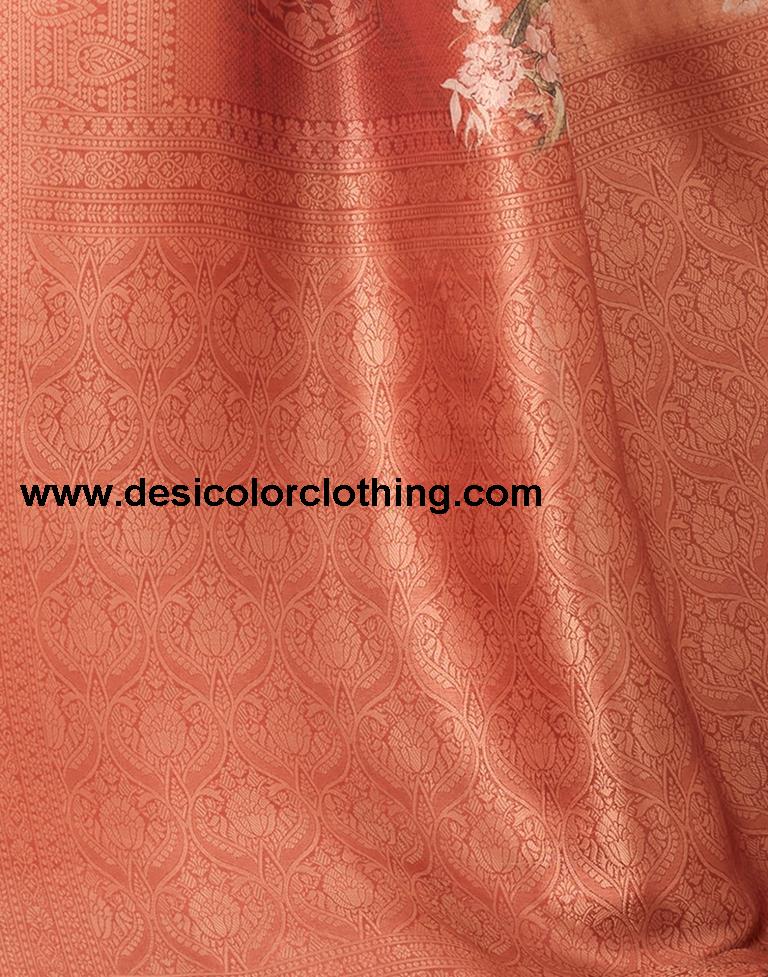 Rust  Silk Printed Sarees