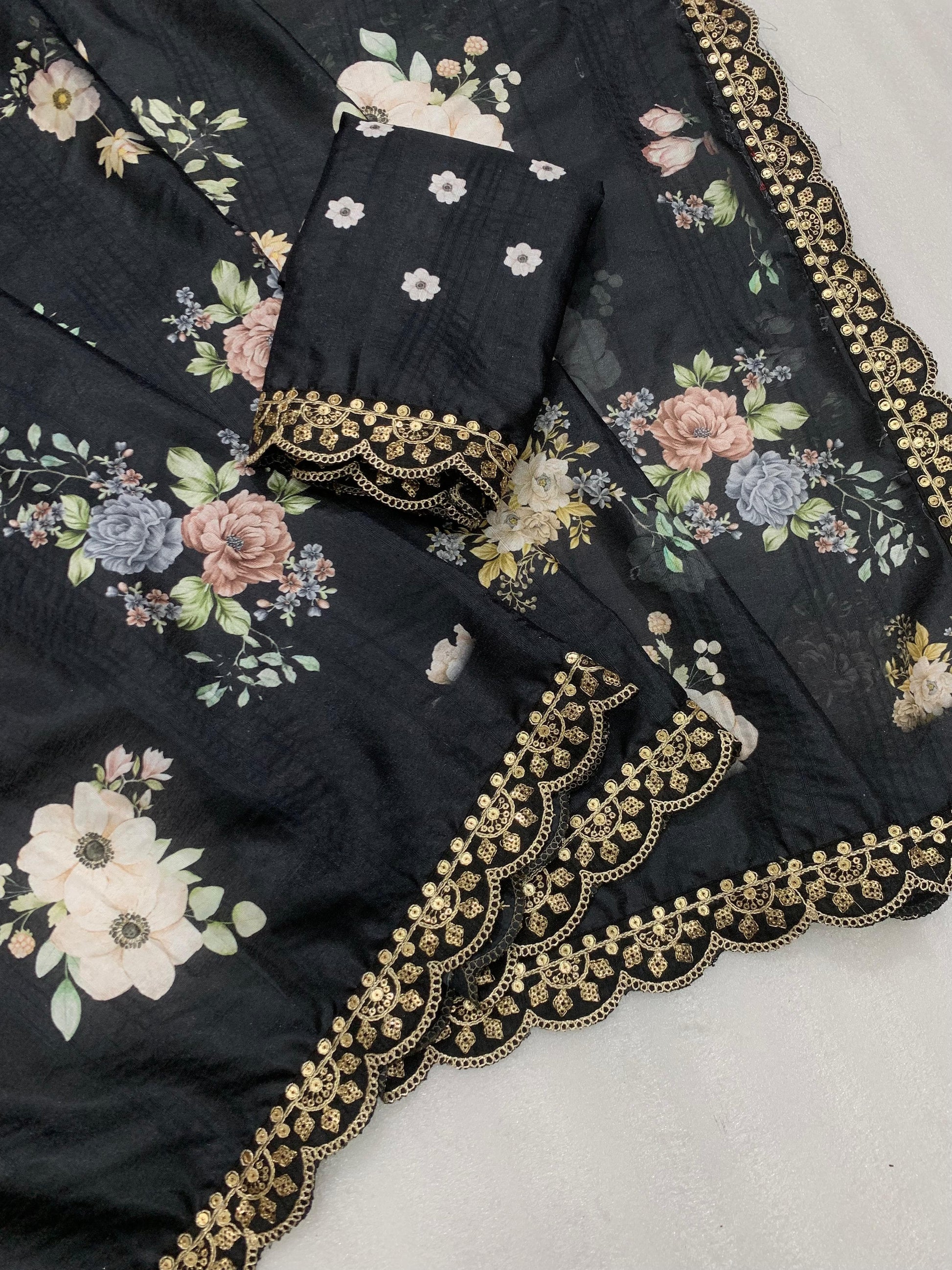 Product Image - Elegant Handloom Tussar Silk Digital Printed Saree with Embroidery