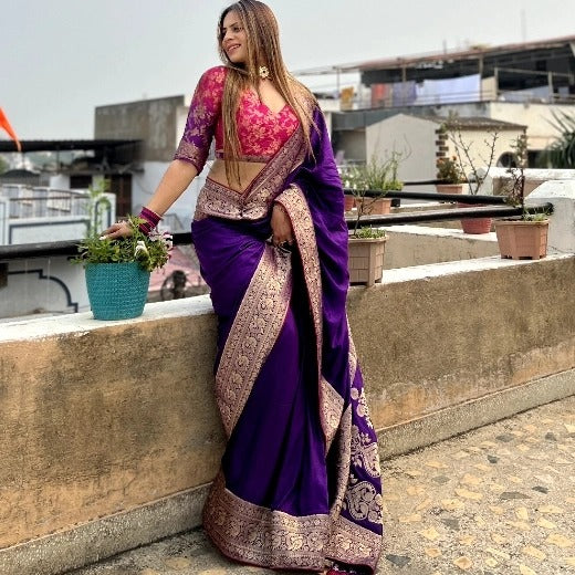 Product Image - Elegant Designer Banarasi Dola Silk Saree for Weddings & Festivals