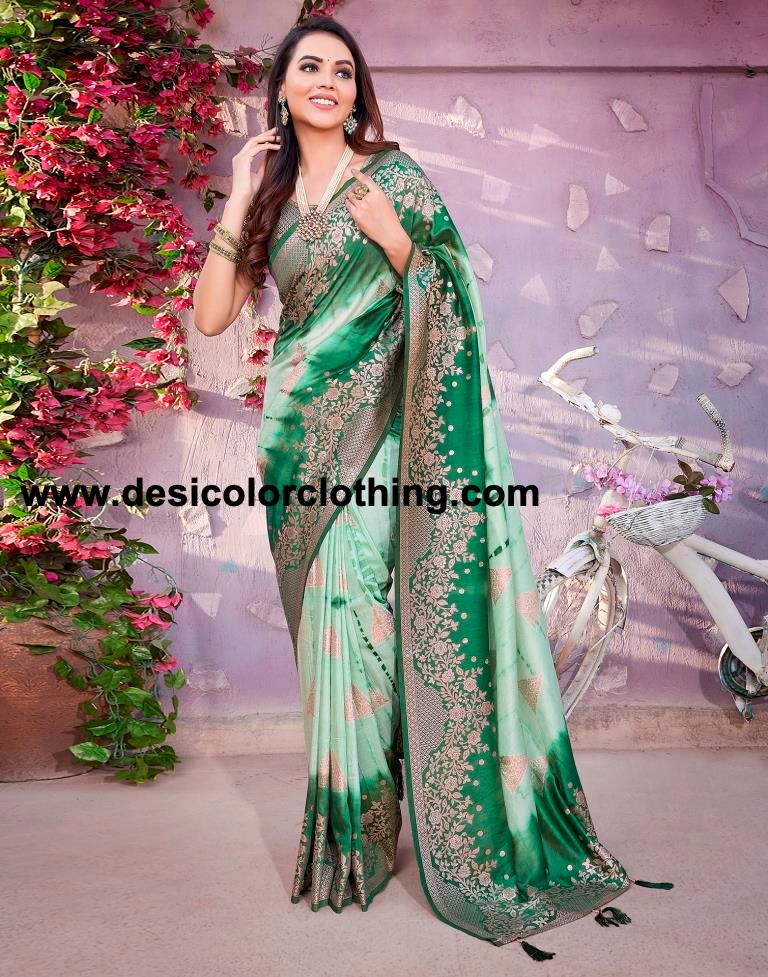 Olive Green Cotton Woven Saree