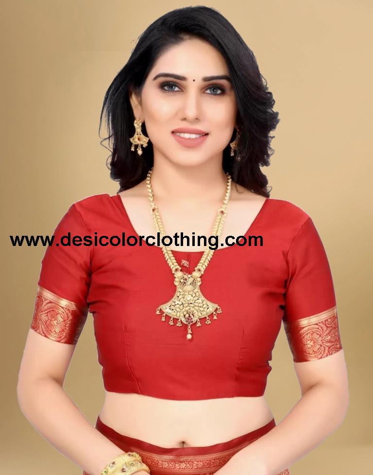 Red Jacquard Banarasi Silk Saree