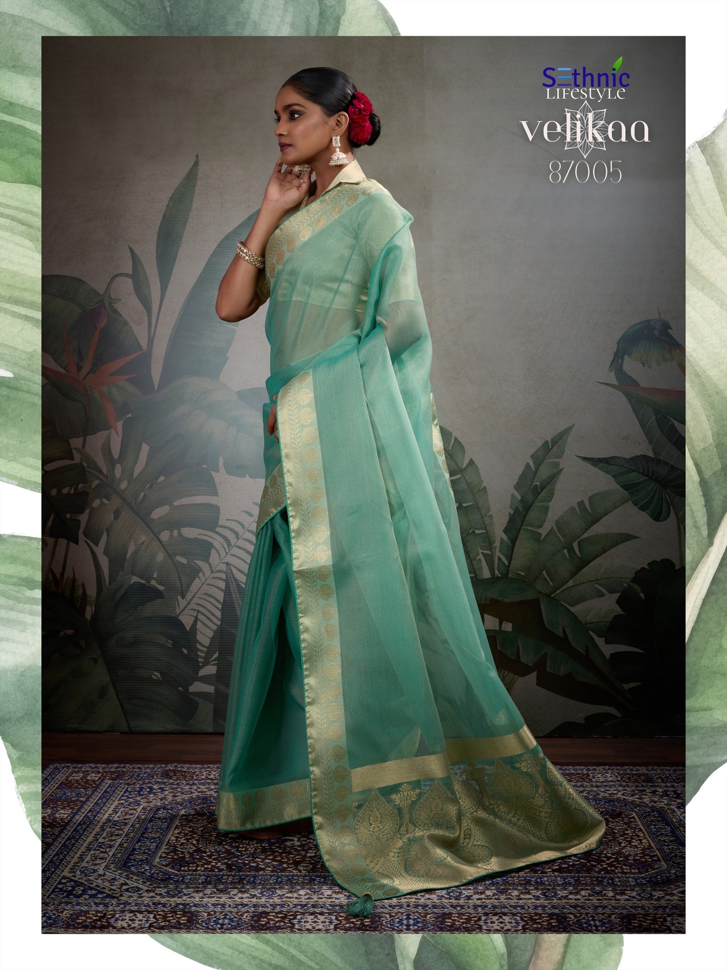 Product Image - Designer Tissue Silk Saree with Woven Patta & Pallu