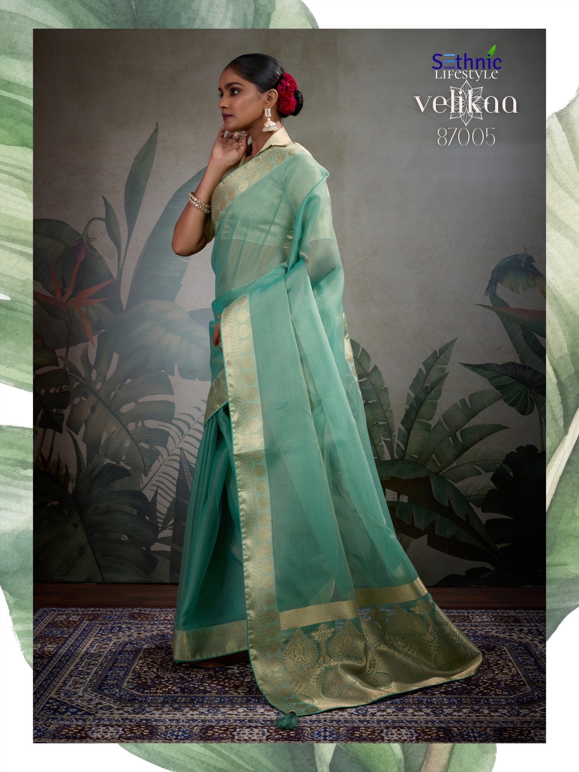 Product Image - Designer Tissue Silk Saree with Woven Patta & Pallu