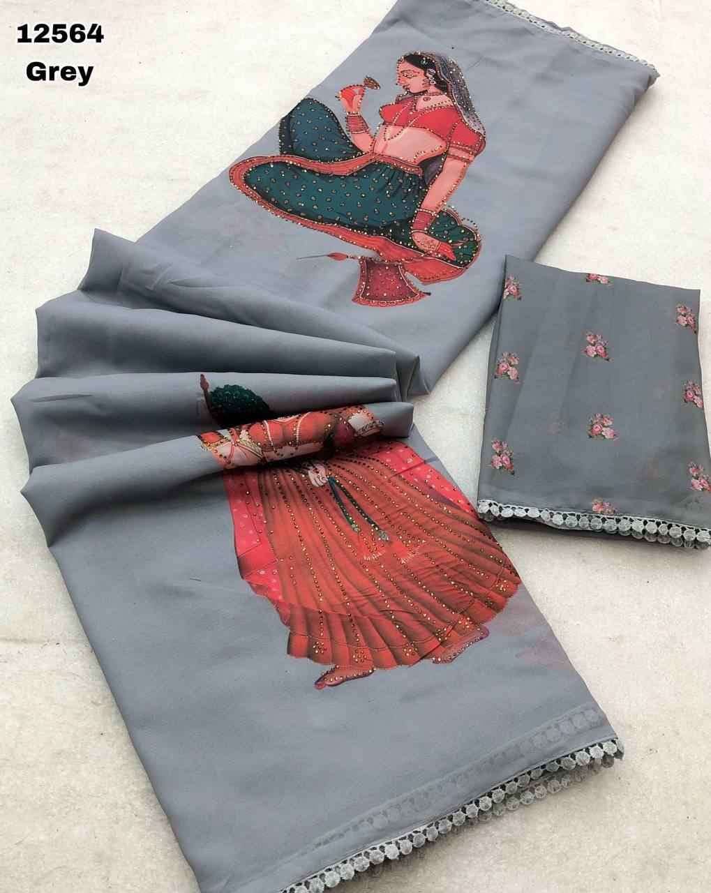 Product Image - Premium Designer Saree with Kalamkari Doll Print & Fancy Lace Border | Festive Wear