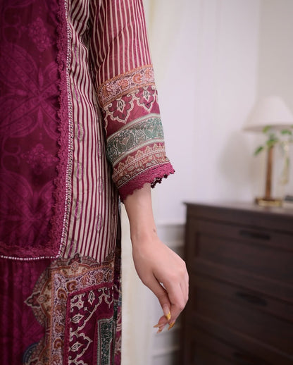 Product Image - Elegant Rajhans Muslin Pakistani Suit - Digital Prints & Hand Embroidery