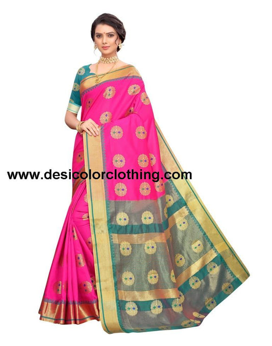 Dark Pink Coloured Poly Silk Jacquard Partywear saree