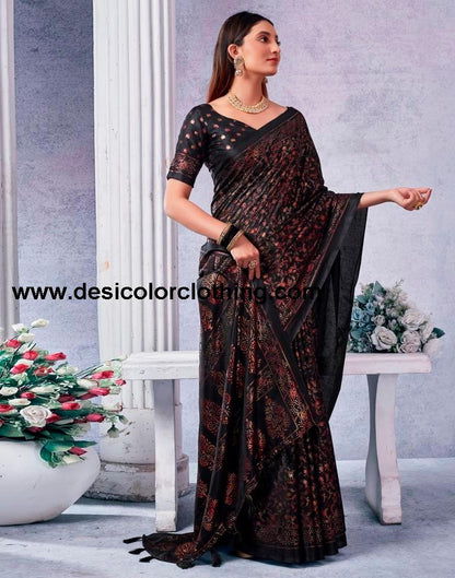 Black Silk Printed Saree