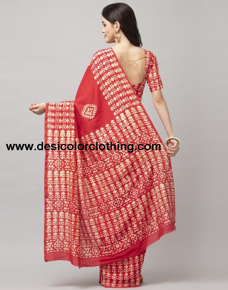 Pink Coloured Poly Cotton Printed Casual saree