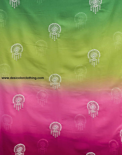 Pink Georgette Sequence Swarovski Saree