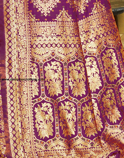 Wine Jacquard Silk Saree