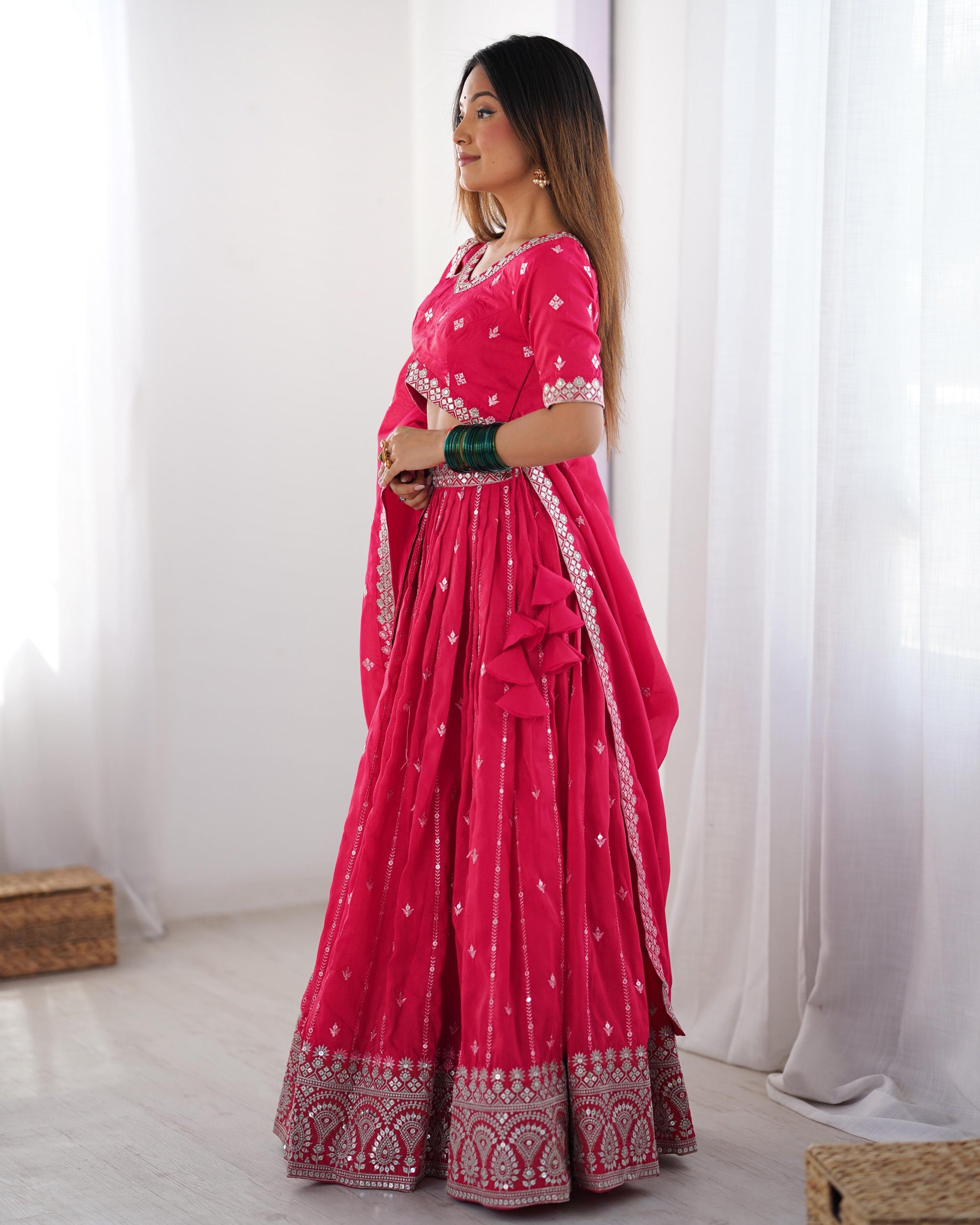 Product Image - Designer Lehengha - Shimmer Silk, Festival Ready