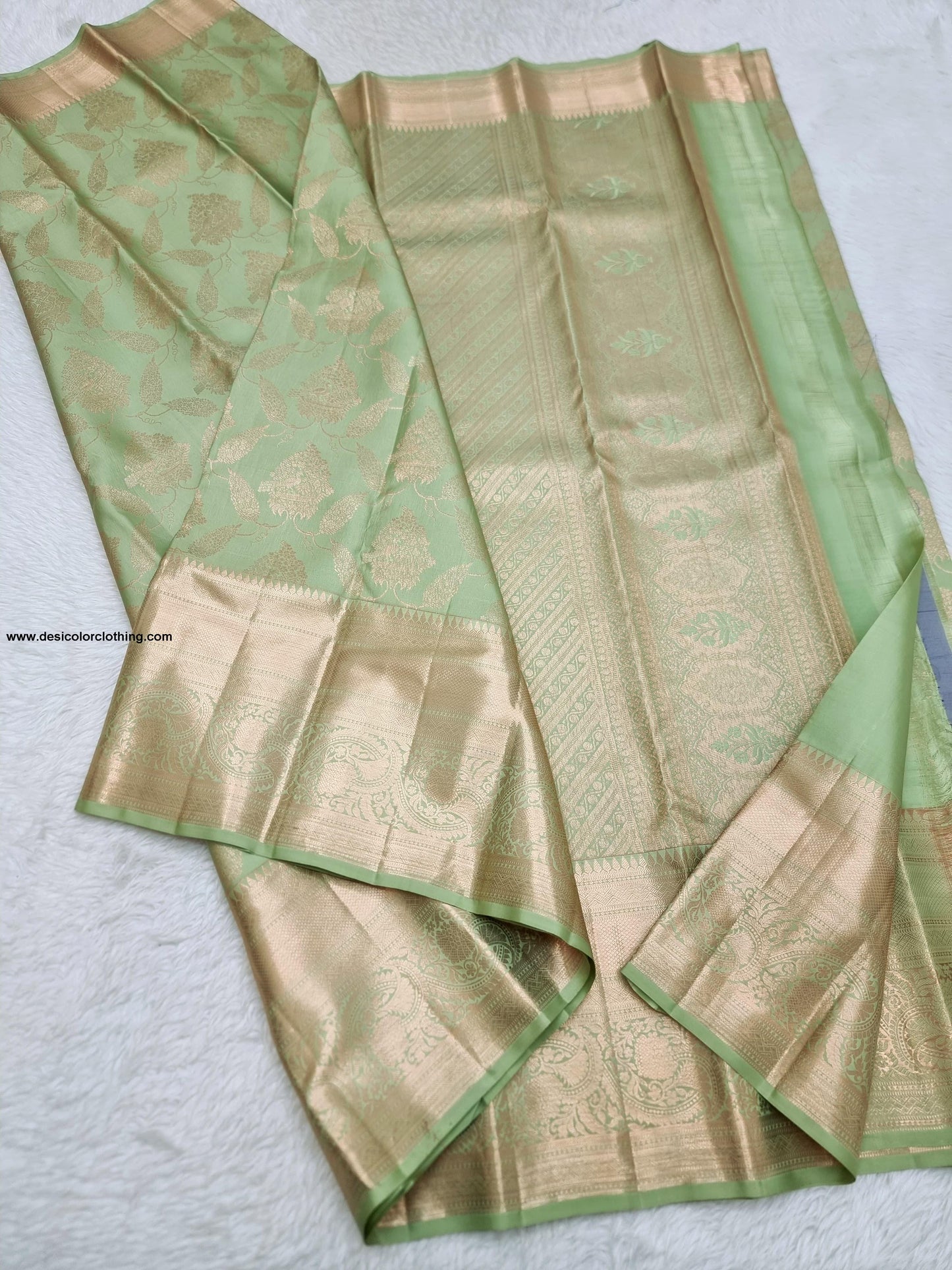 Kanchipuram 100% Pure Handwoven 2G Premium Quality Pastel Colours Unique Design Bridal Silk Sarees