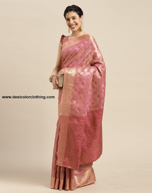 Baby Pink Cotton Silk Saree