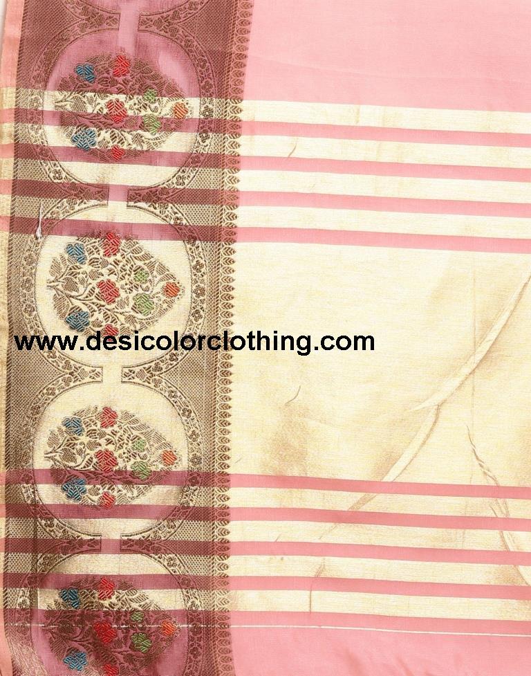 Rose Pink Organza Saree